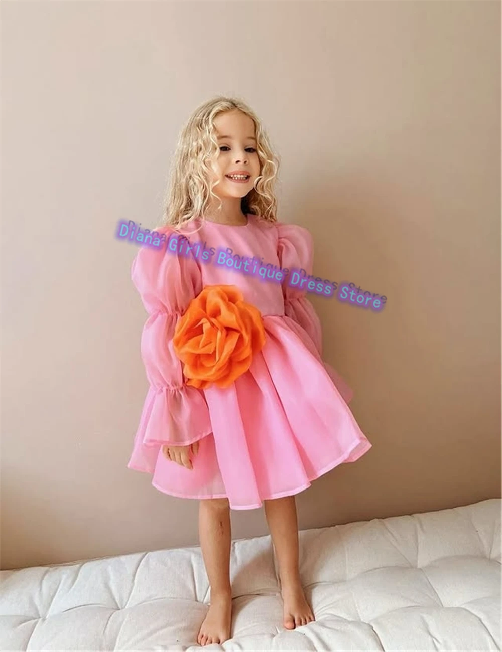 Christmas Flower Girl Dress Cute Appliqué Satin for Wedding Kids Birthday Party Banquet Little Princess Customised Gowns