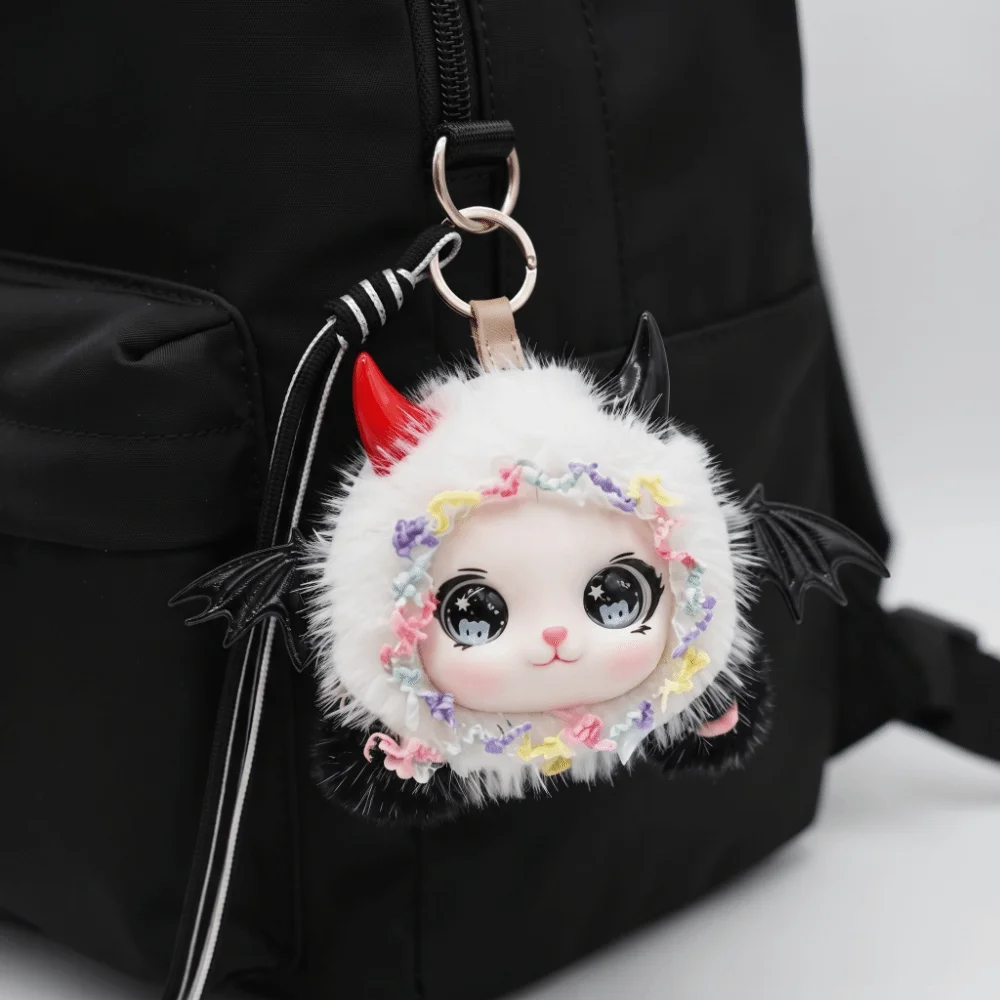Bag Pendant Plush Little Devil Horn Keychain Devil Horns Wings Plush Keychain Soft Cute Plush Doll Keyring Collectible