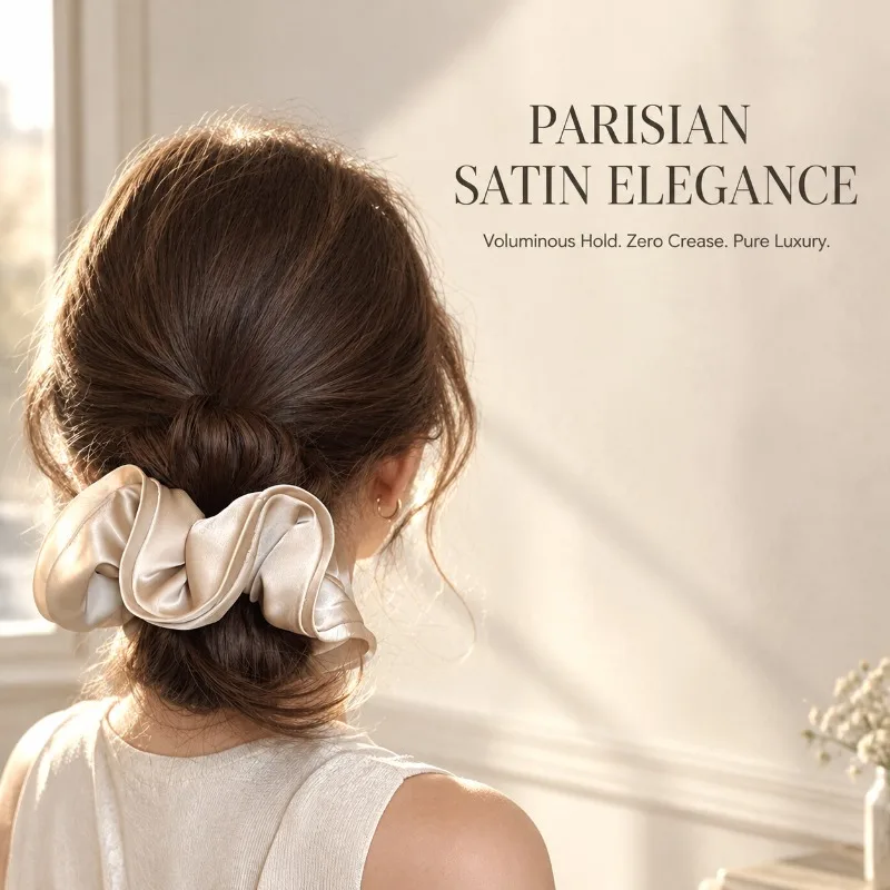 1/3/6Pcs Elegant Satin Large Solid Color Big Silk Feel Hair Scrunchies Women High Elastic Ponytail Holder Hair Accessories