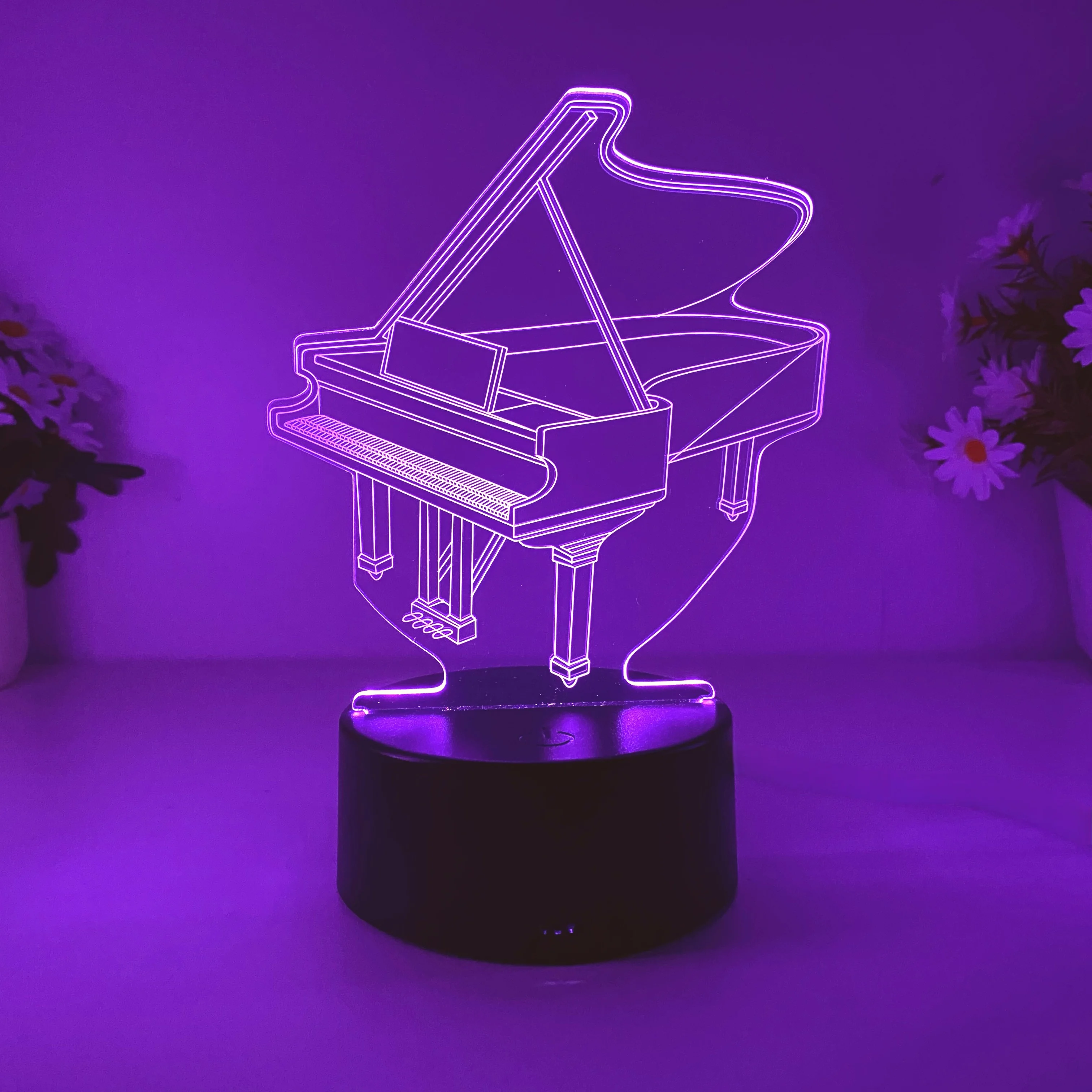 1pc piano pattern 3D nightlight, bedroom study atmosphere decoration USB light, Thanksgiving, holiday gifts for friends.