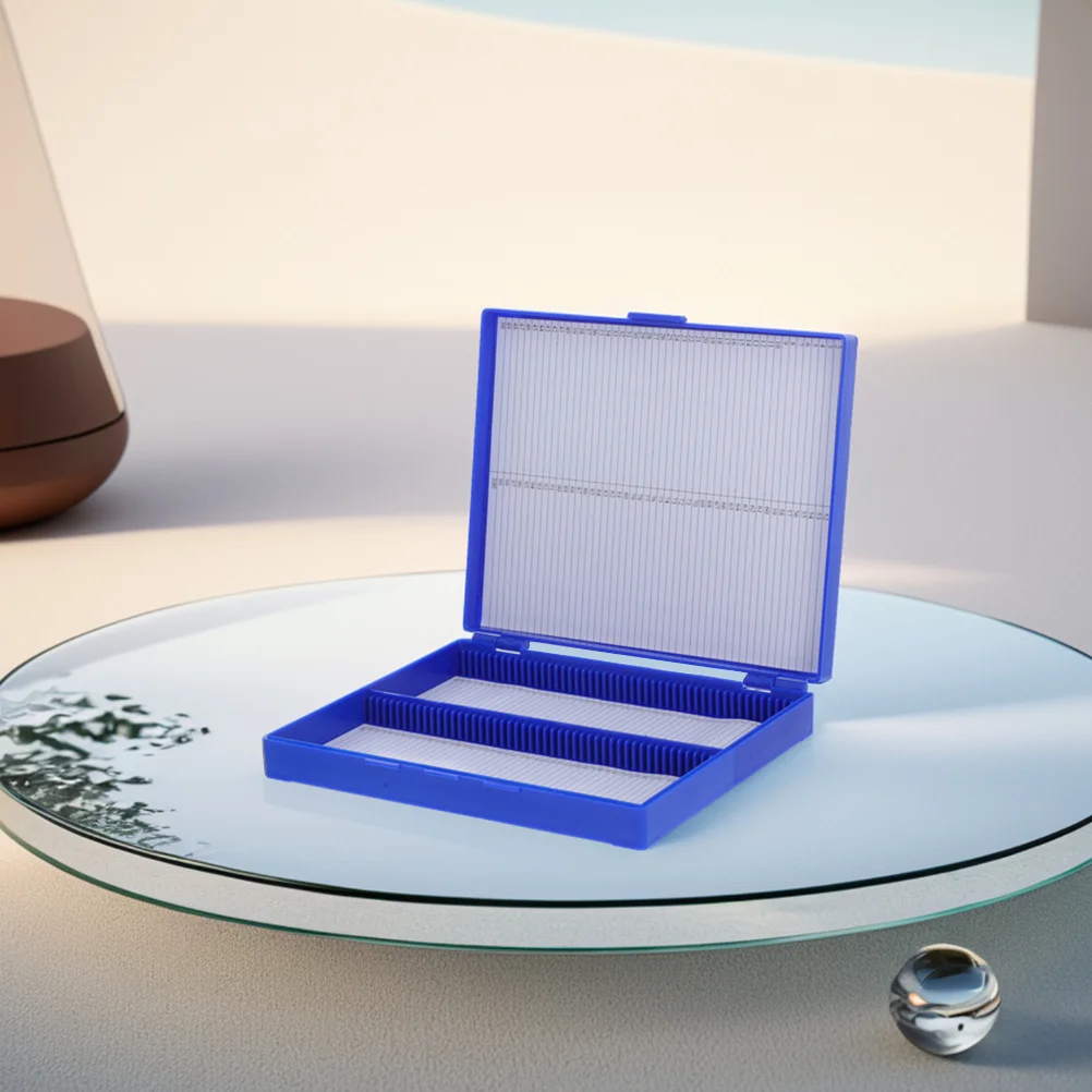 

2 Pcs Glass Slide Pathology Storage Box Plastic Microscope Scientific Organizer