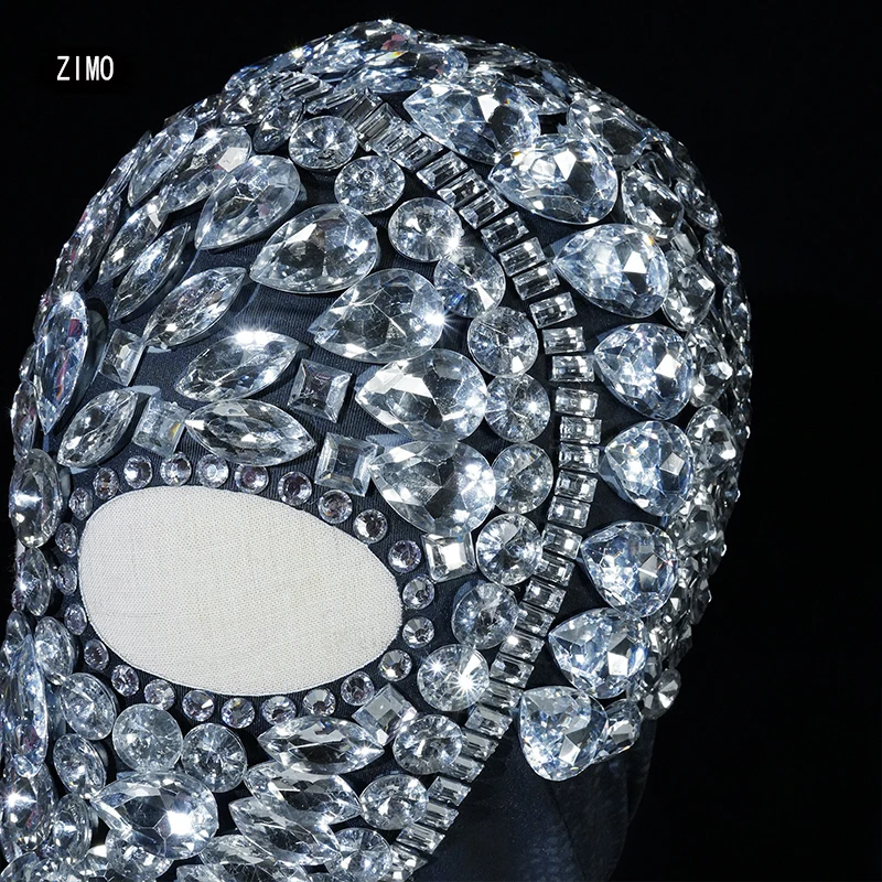 Shiny Party Rhinestone headwear man Christmas Nightclub DJ Singer Crystal hat Decoration Stage Accessories Performance Adornment