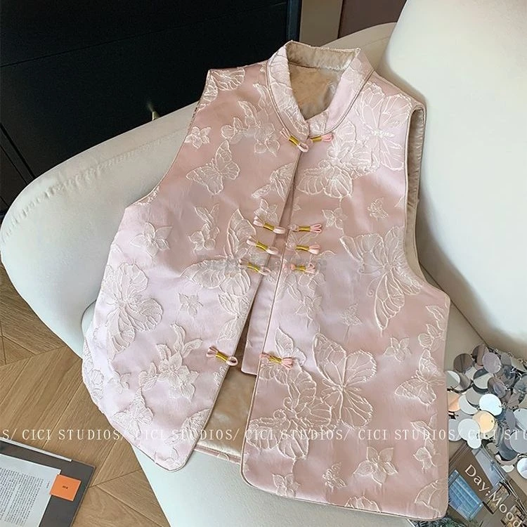 

2025 butterfly embroidery women vest spring new chinese style temperament disc buckle sleeveless singlet graceful versatile vest