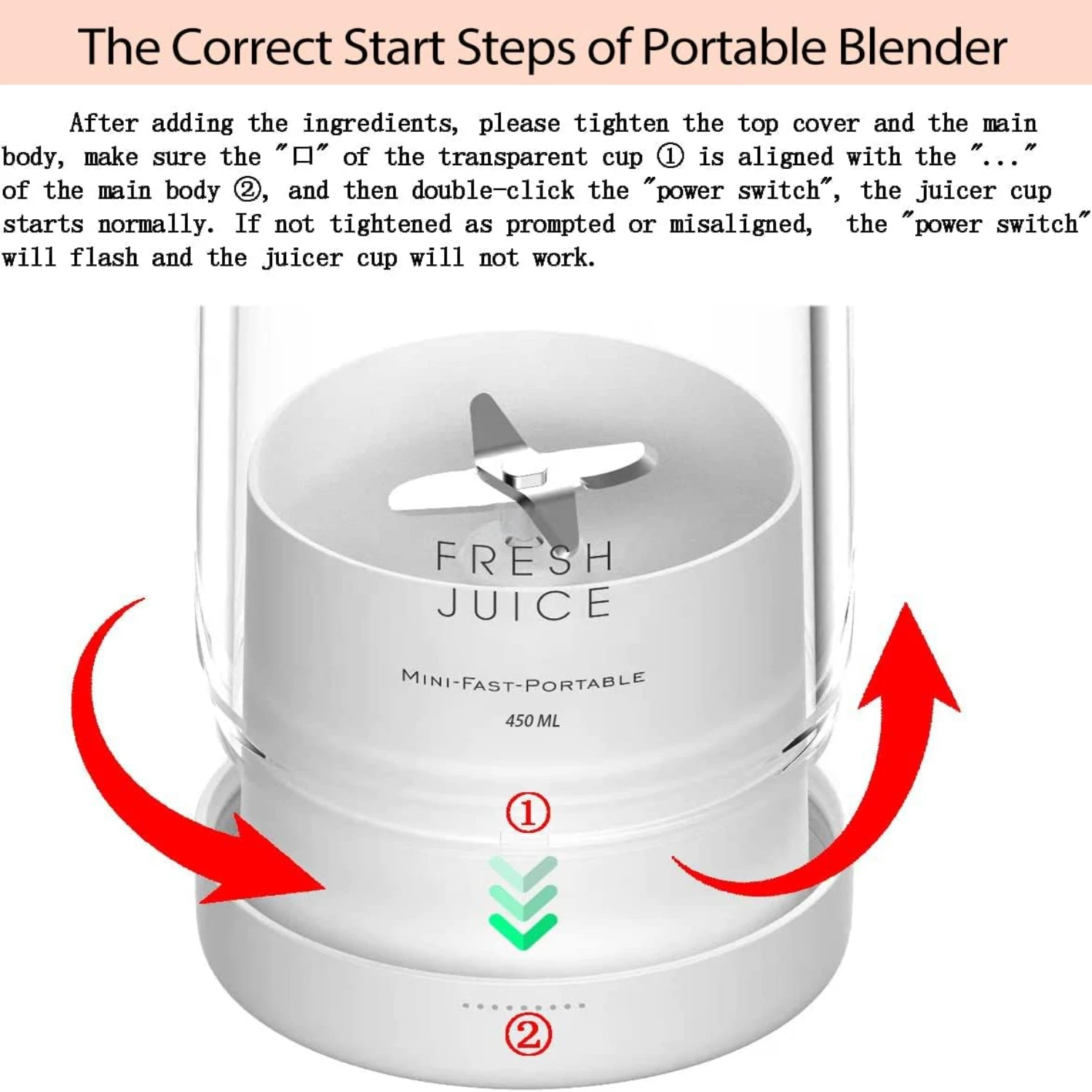 Frullatore USB compatto portatile alimentato a batteria di dimensioni personali con quattro lame per succhi, frullati e frullati - Mini frullatore Trav