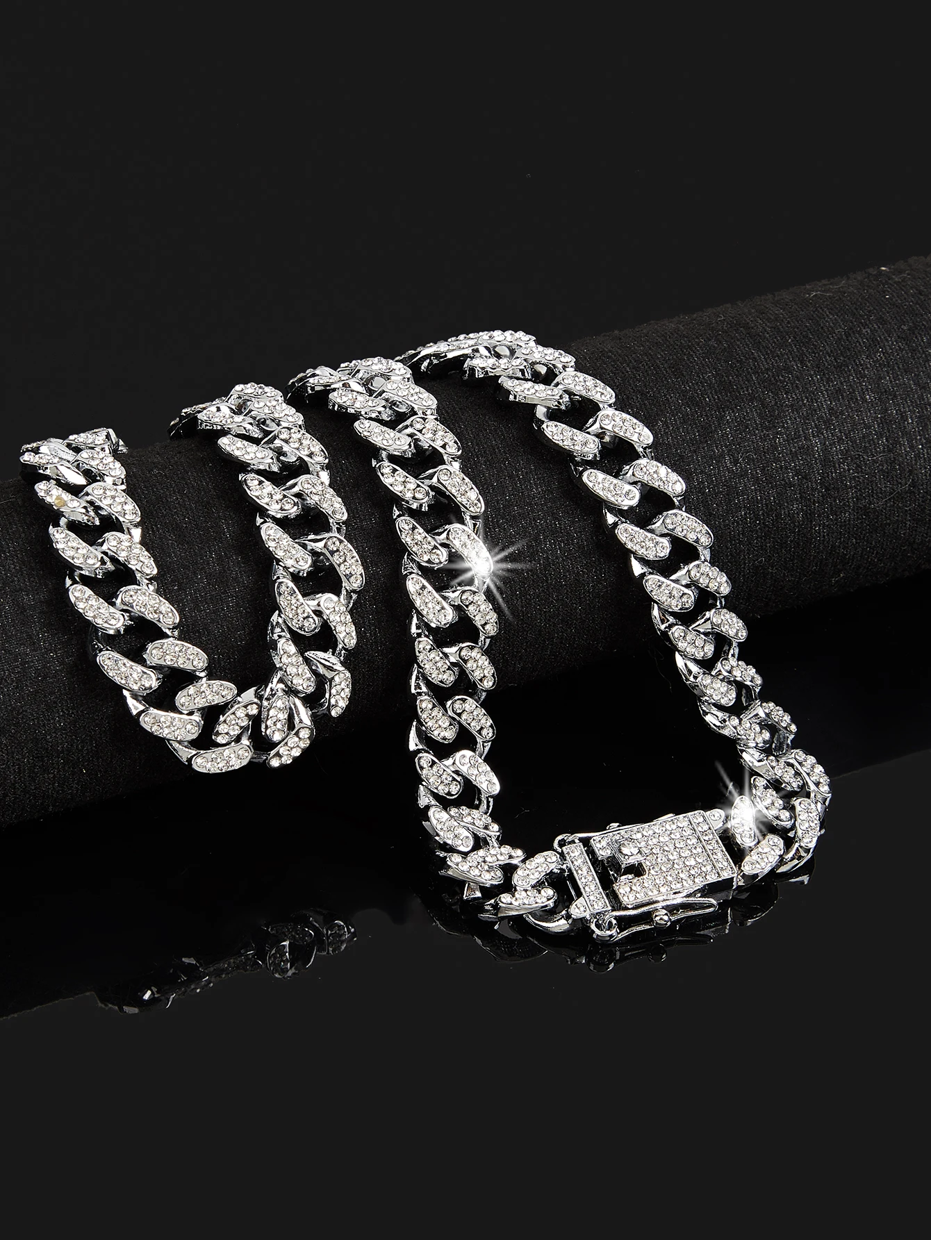 Hip Hop Miami Cuban Chain Necklace 13mm Iced Rhinestones Shimmering Rap Jewelry Gift For Men