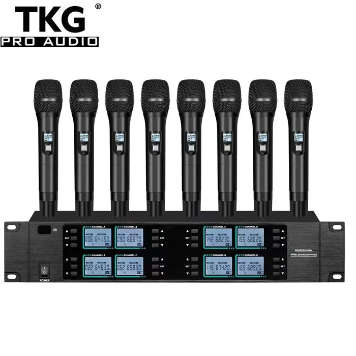 TKG 640-690MHz TK-6008 8 channels outdoor concert professional handhold headset lapel cordless uhf microphone wireless system