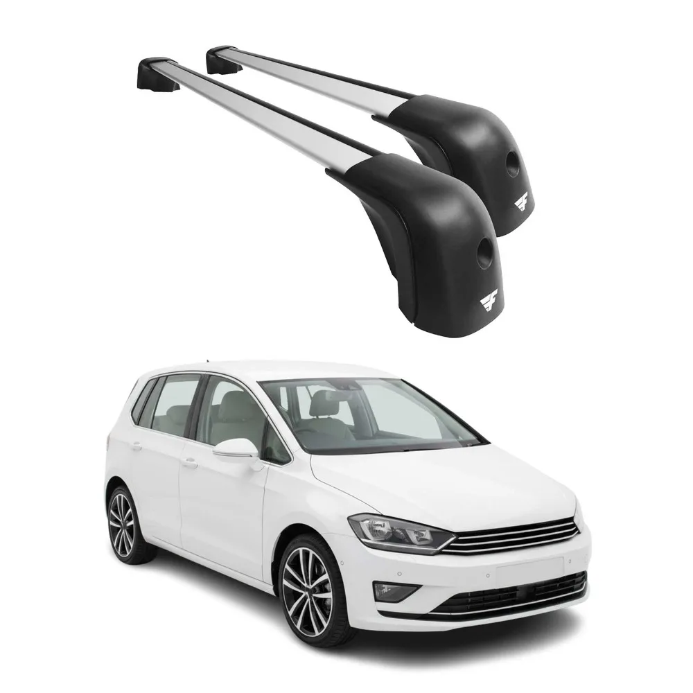 Enhance the car's luggage carrying capacity,Roof Rack Cross Bars Roof Rack Rail Set for VW Golf Mk7 2015-2021 Gray 2 Pcs
