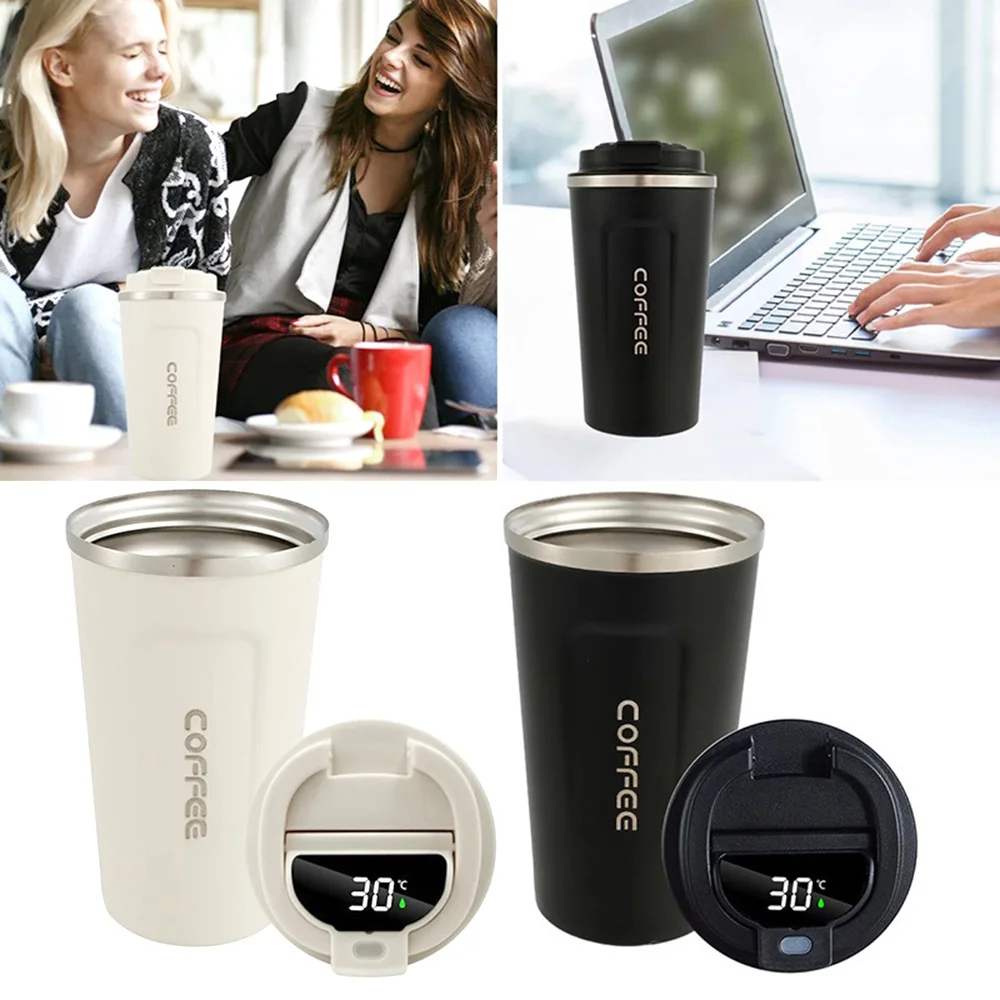 510ml Thermos Coffee Mug Stainless Steel Coffee Cup Temperature Display Vacuum Flask Thermal Tumbler Insulated Cup Water Bottle