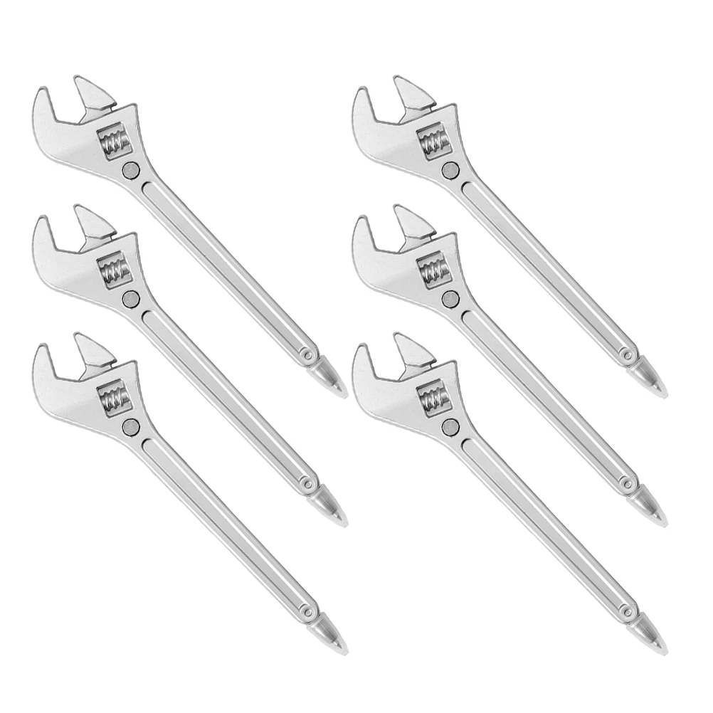 

6pcs Wrench Pens Silver PP Portable Writing Supplies Students Gifts Wrench-Shaped Pens Note Taking Pen Novelty Design