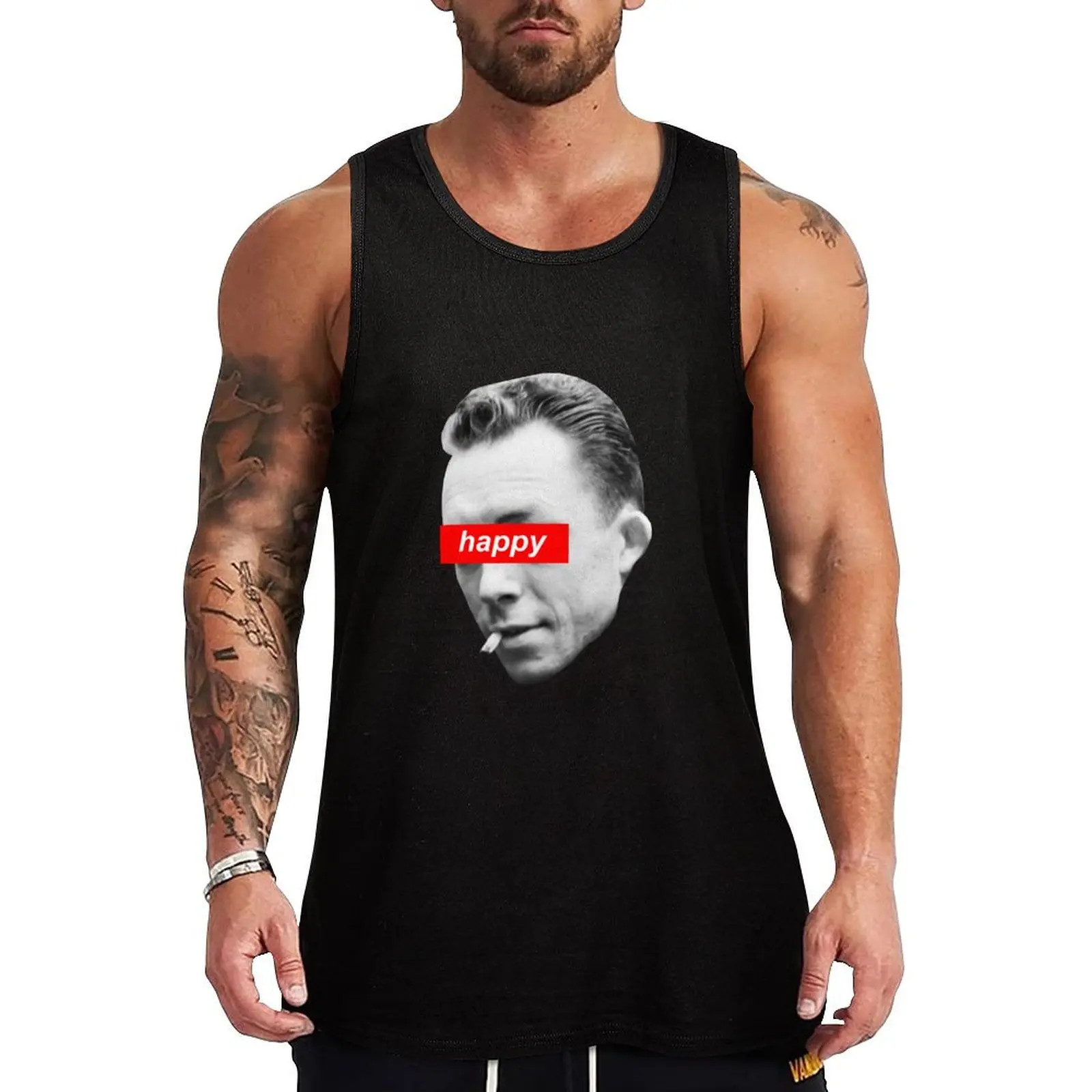 

Happy Albert Camus Tank Top singlet for men Male vest anime clothes fitness clothing for men