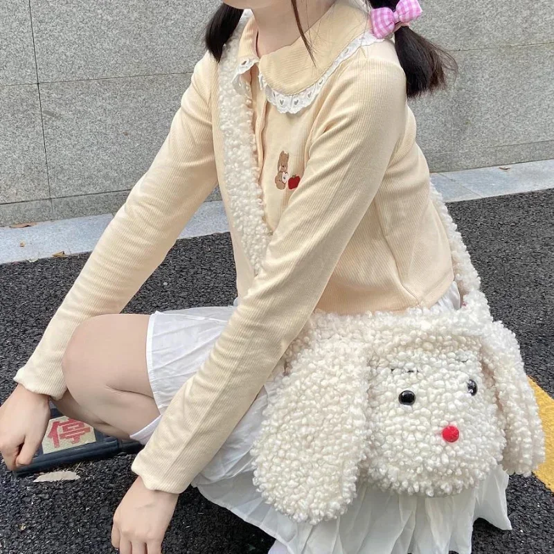 Bear Embroidery Sweet Kawaii Long Sleeve Y2K Slim Cardigan Knitted Short Length Women Sueter Mujer Peter Pan Collar Japan Style