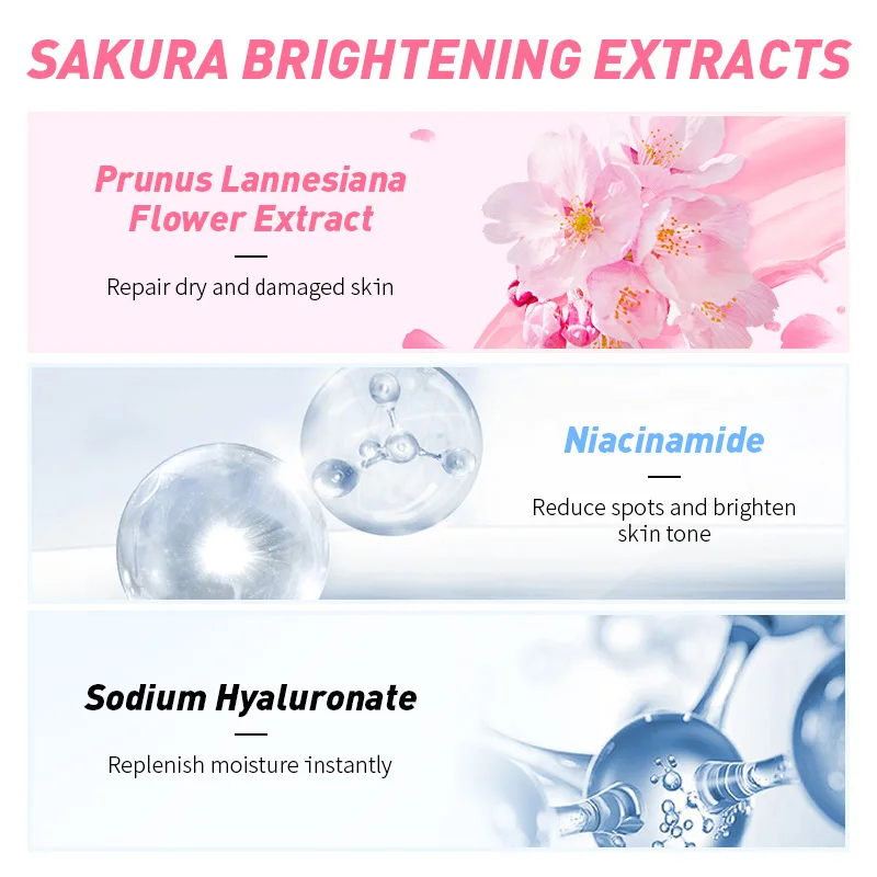 Japan Cherry Blossoms Face Toner Deep Moisturizing Oil-control Shrink Pores Makeup Water Whitening Skin Care 100ml