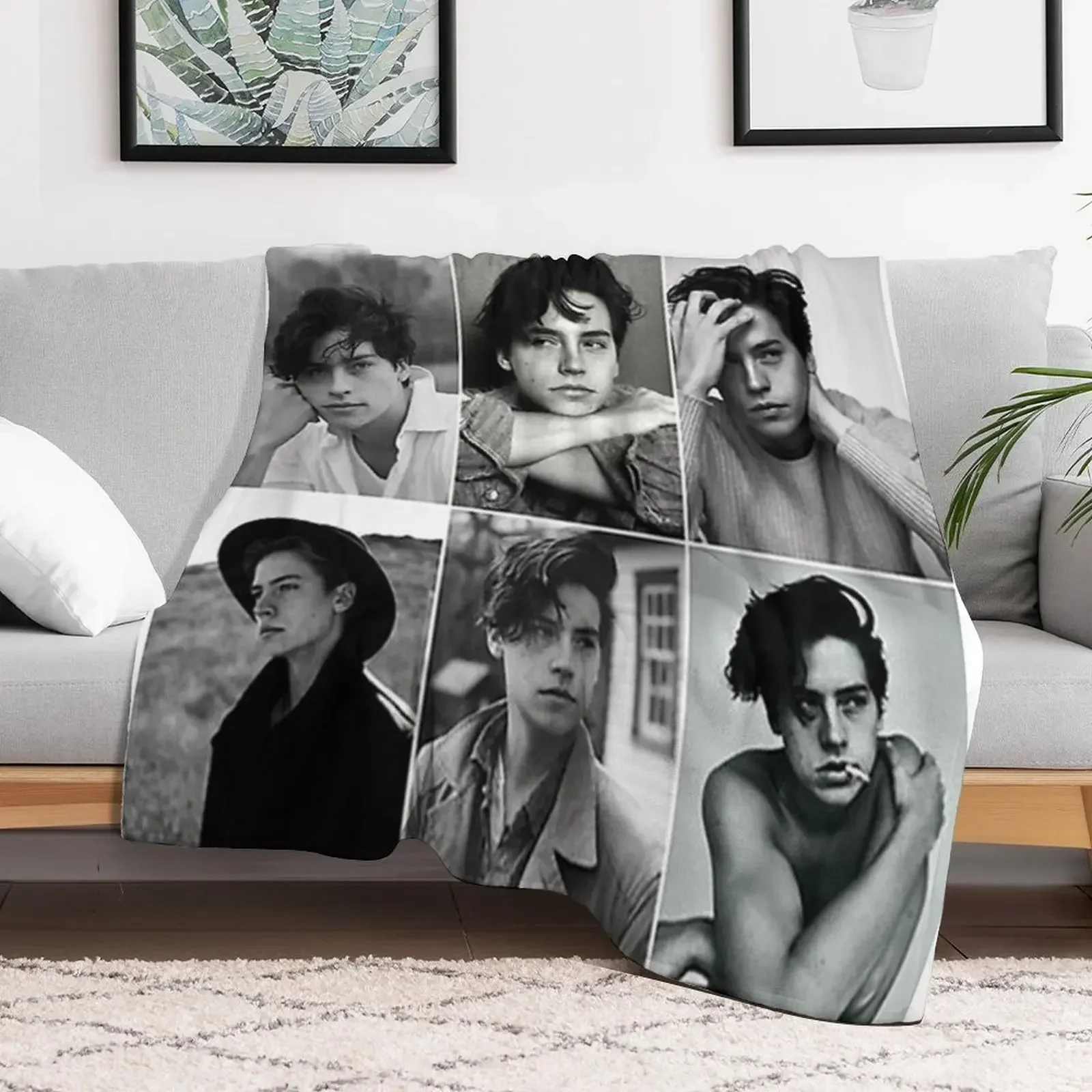 

cole sprouse black and white poster Throw Blanket for babies Sofa Quilt Thermal Thermals For Travel Blankets