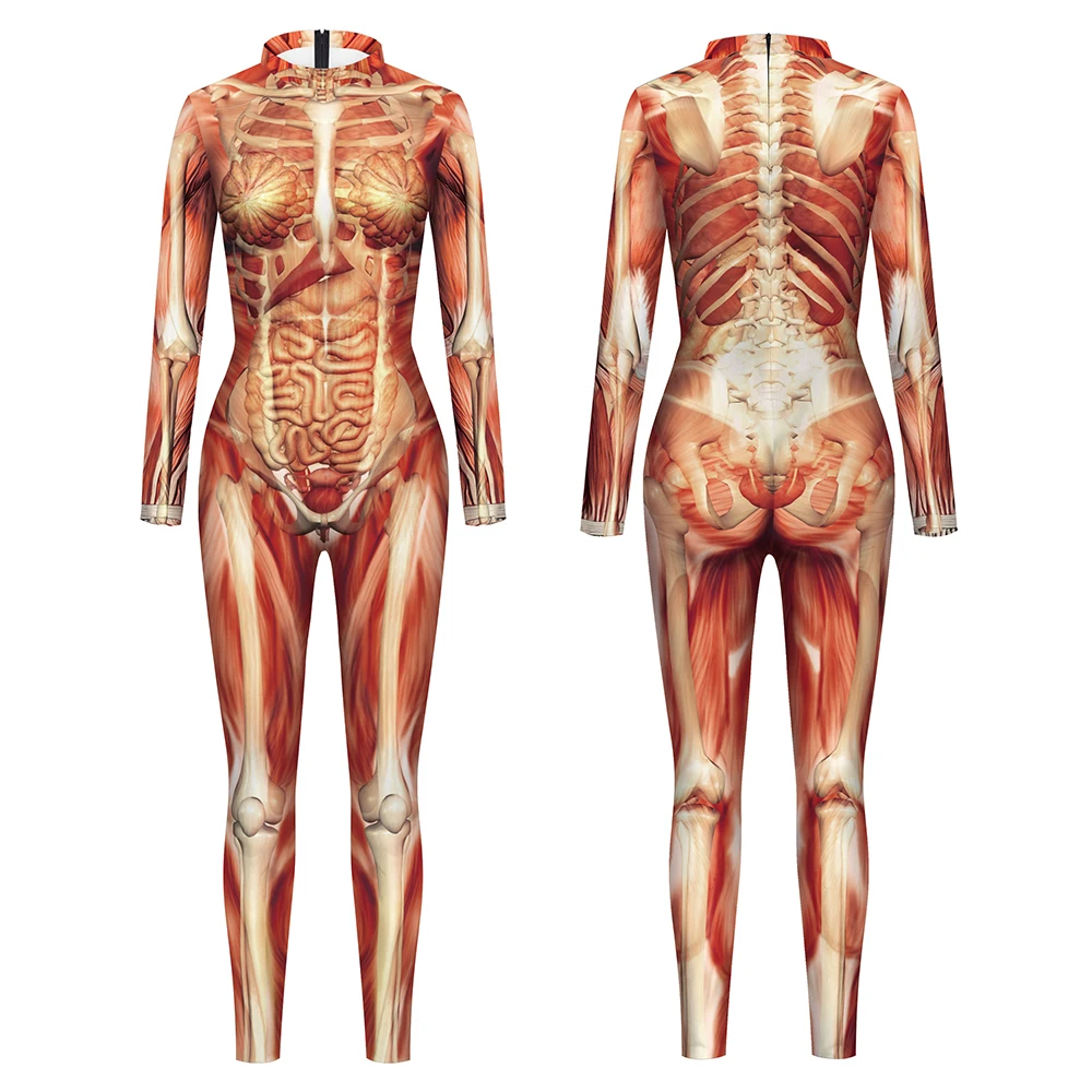 젠타이 세트 성인 스판덱스 의상, 내장 패턴 점프수트, 인체 코스프레 코스튬, 무서운 할로윈 바디 수트, 파티