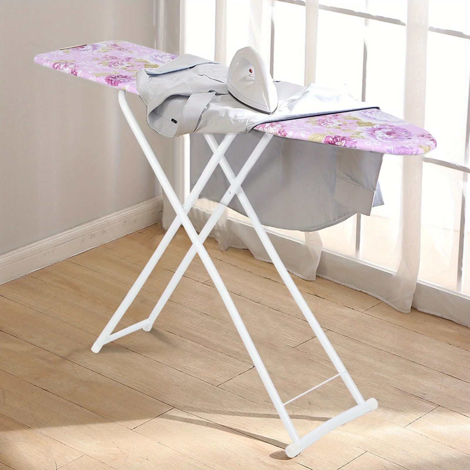 42inch Foldable Ironing Board - Height Adjustable, with A Storage Rack for Placing Irons and 1 Small Sleeve Ironing Board