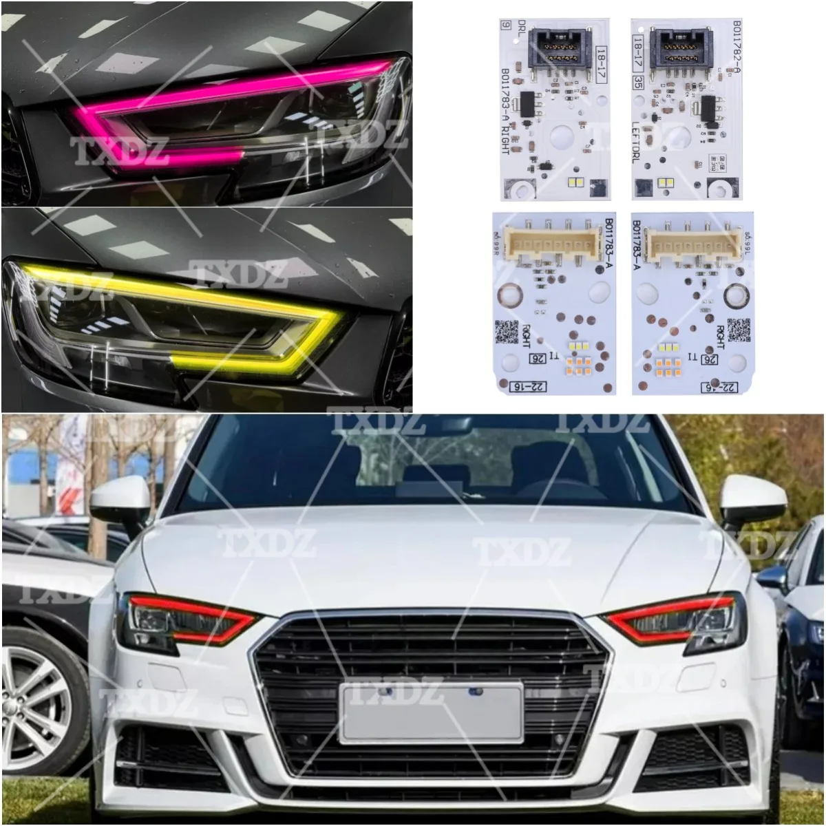 Non-RGB DRL LED Boards For 2017 2018 2019 2020 AUDI A3 S3 RS3 Full LED Headlight Daytime Running Light Modules RED Blue