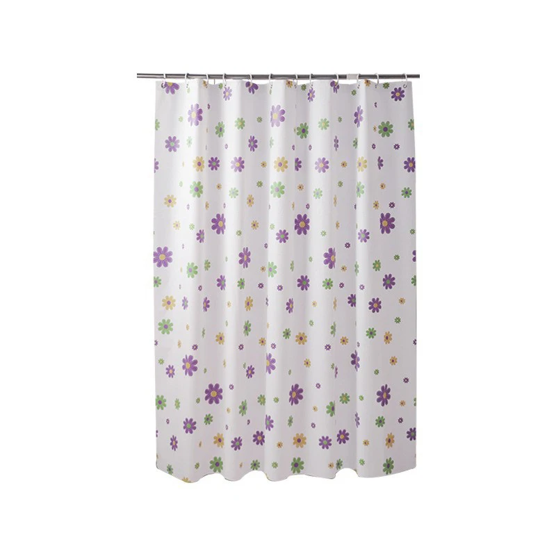 High-Quality Elegance Purple Flowers Shower curtain With Hooks Waterproof Mildew Resistant PEVA Curtains Bathroom Curtain