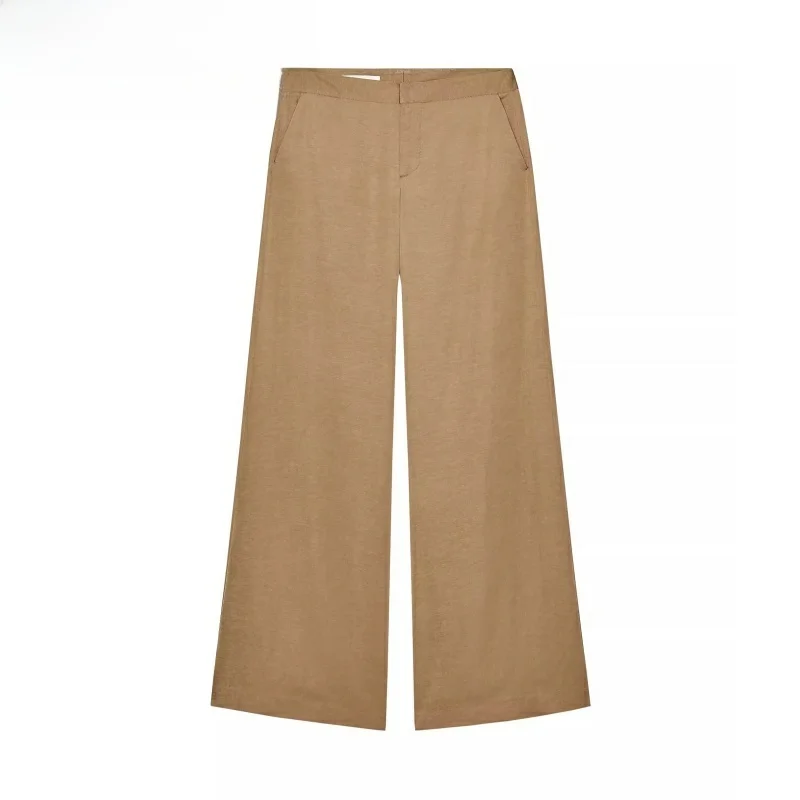 

New Summer Women's Suit Jaet oulder Pads Wide Leg High Waist Pants Belt Included Commute Sle Long Sve V-Ne Double ...