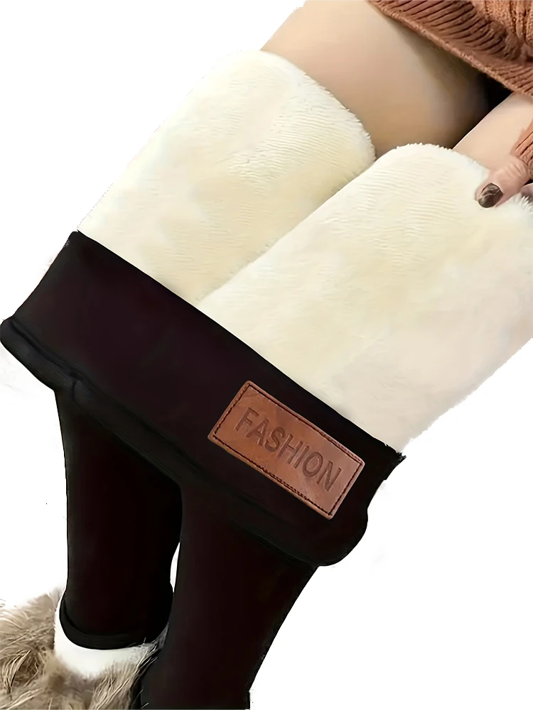 Damskie spodnie skinny z pluszową podszewką, elastyczny pas, aksamit, ciepłe, rozciągliwe, wygodne, nowe, zimowe, duże rozmiary, 2024