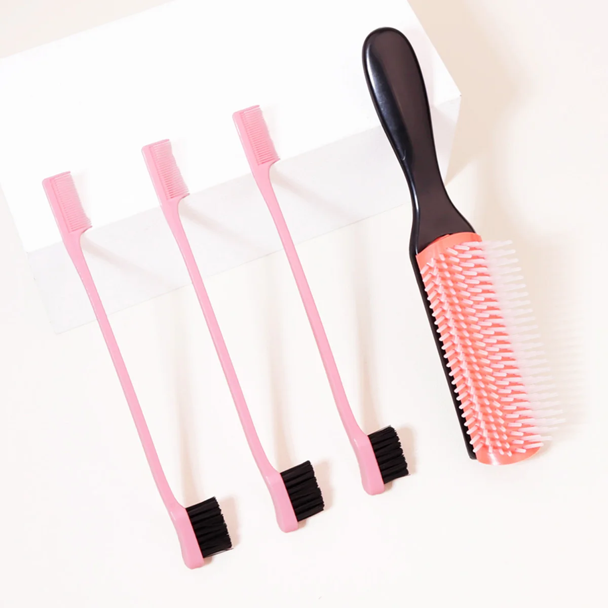 

Hair brush set, suitable for all types of dry and wet hair brushes, with 3 edge control brushes in the hair brush set