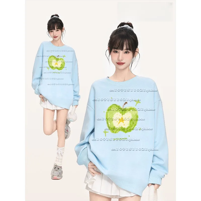 

Женский топ с круглым вырезом и длинными рукавами с 3D-принтом фруктов, новый свободный и универсальный быстросохнущий топ на осень и зиму