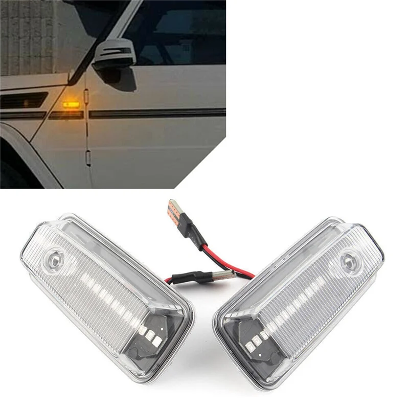 2Pcs LED Dynamic Side Marker Lights Turn Signal Blinker Lamp for Mercedes-Benz W460 W461 W463 G500 G550 G55 G65