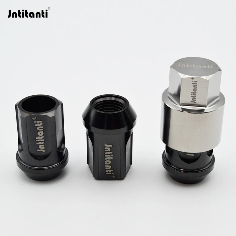 Jntitanti Gr5 Titanium wheel Rim Lug Nut Lock M14x1.5x35mm Open End Anti-theft nut for Tesla Toyota Jeep etc