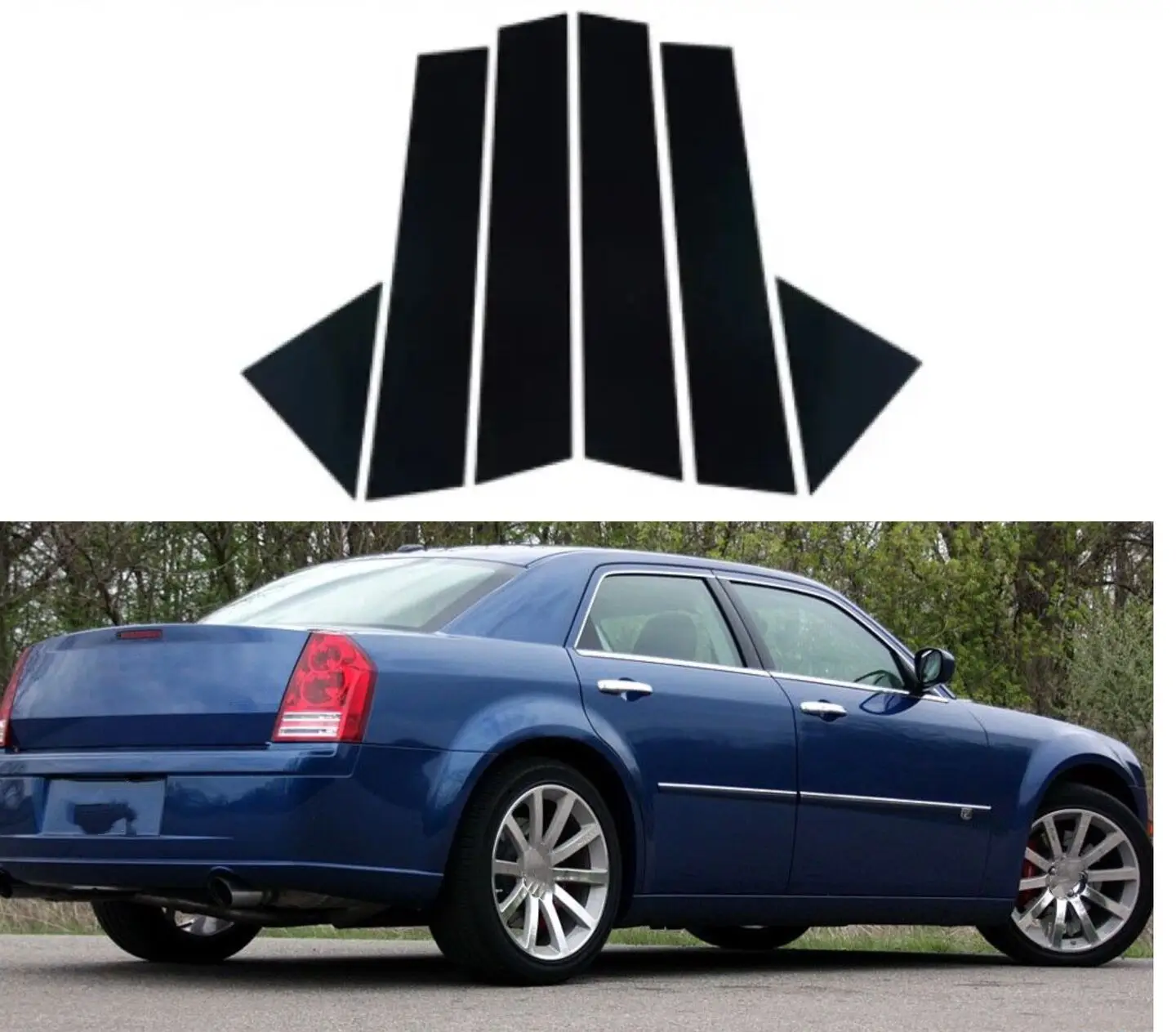 For Chrysler 300/300C 2005-2010 & For Dodge Magnum 2005 06 07 2008 6pcs Car Door Trim Cover Kit Black Pillar Posts