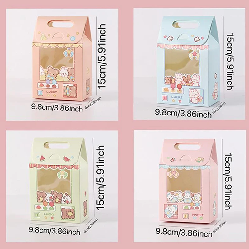 Janela transparente dos desenhos animados caixas de doces para festa de aniversário caixa de doces presentes caixa de embalagem de biscoitos cor das crianças caixas portáteis