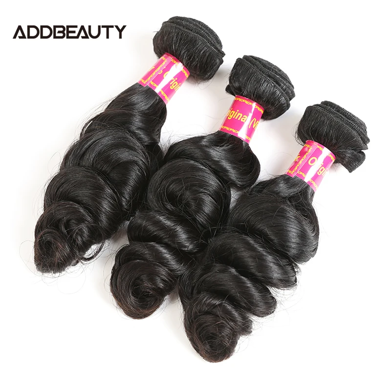 Addbeauty-pacote virgem não processado do cabelo humano para mulheres, cabelo humano dobro-tirado, cor natural, dobro-tirado, escolha da cor