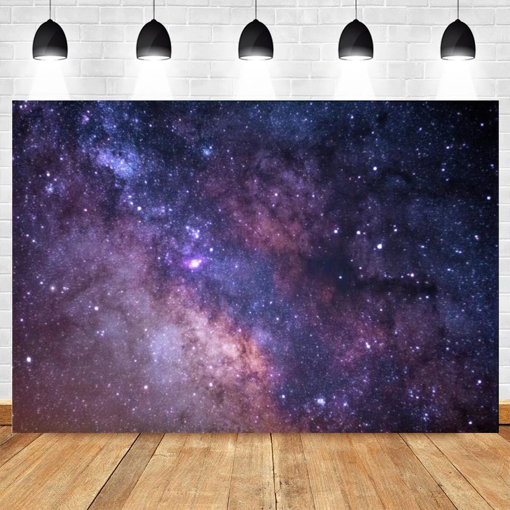 Night Starry Sky Universe Space Astronaut Backdrop Moon Cloud Milky Way Star Baby Birthday Party Photography Background Banner