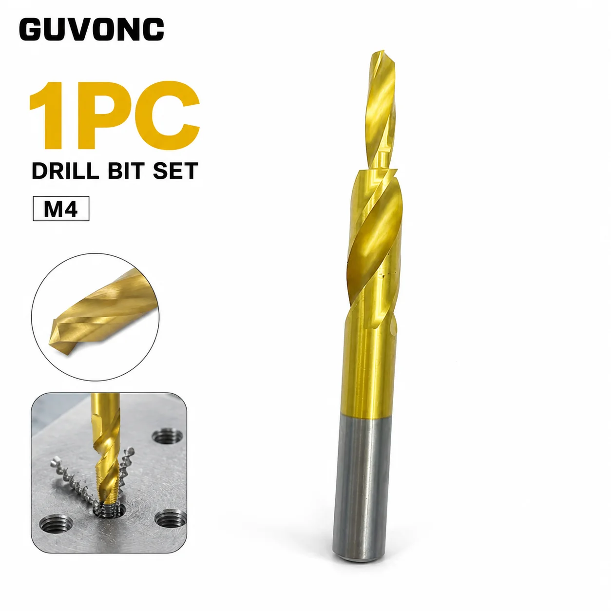 HSS M4 Drill Tap Bit Ti‑Coated Spiral Flute Combination Drill Tap Bit Power Tool Accessory