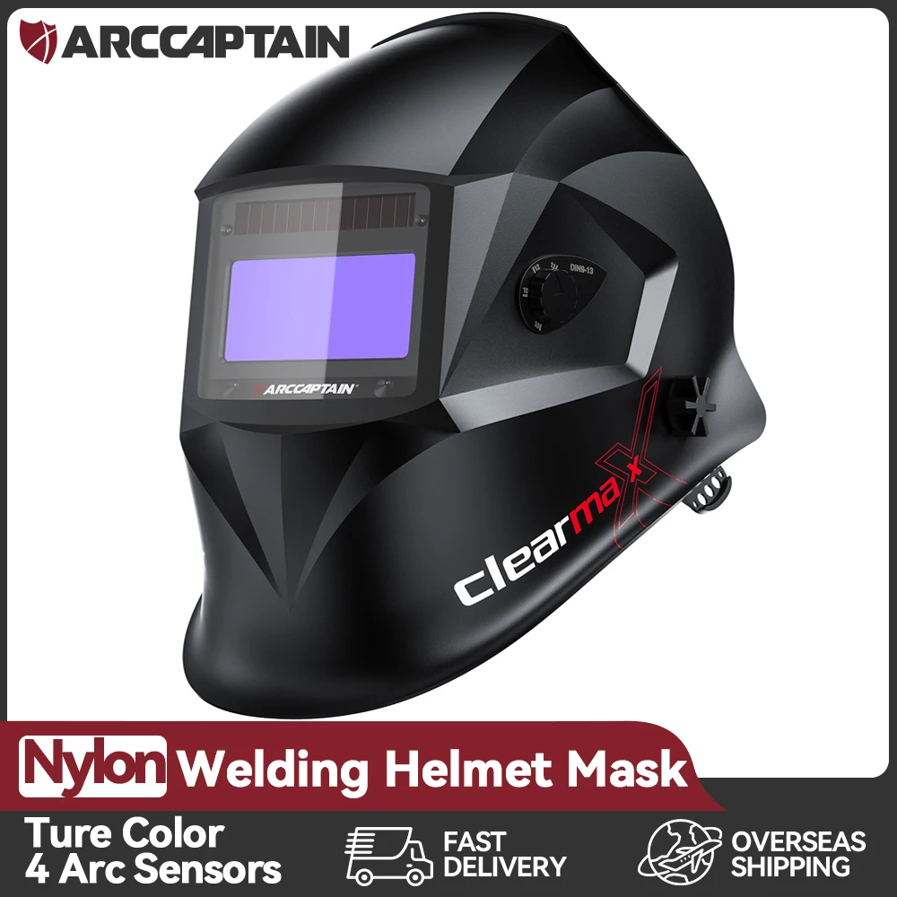 ARCCAPTAIN Welding Helmet Welder Mask Chameleon Large View True Color Solar Power Auto Darkening Welding For Arc Weld Grind Cut