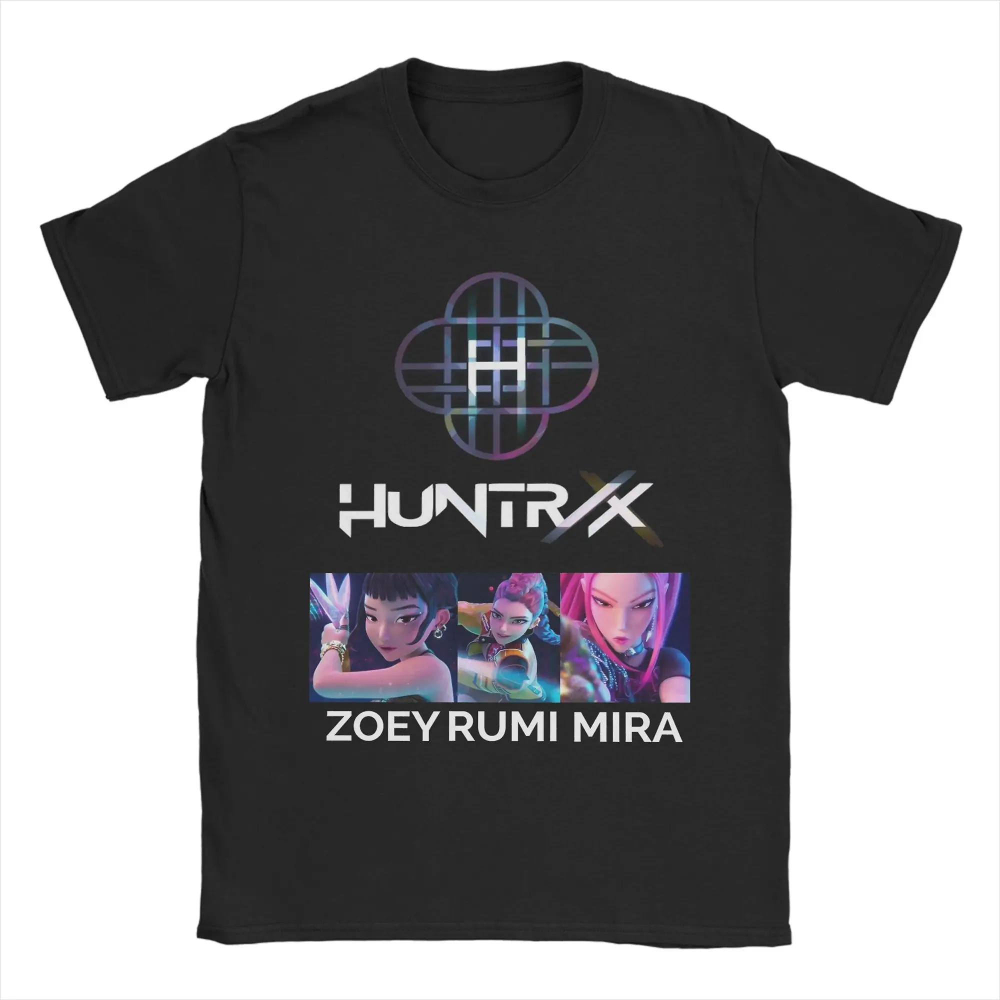 

Funny K POP Demon Hunters T-Shirts Men Crew Neck Pure Cotton T Shirt huntrix with logo name Short Sleeve Tee Shirt Gift Tops