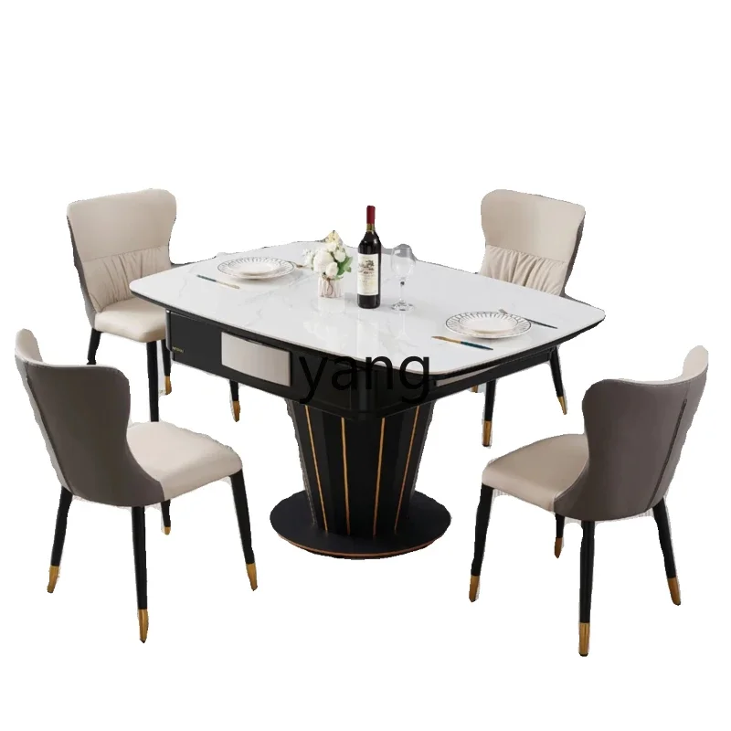 

Lmm mahjong dining table dual-purpose integrated solid wood automatic multi-function silent rock slab