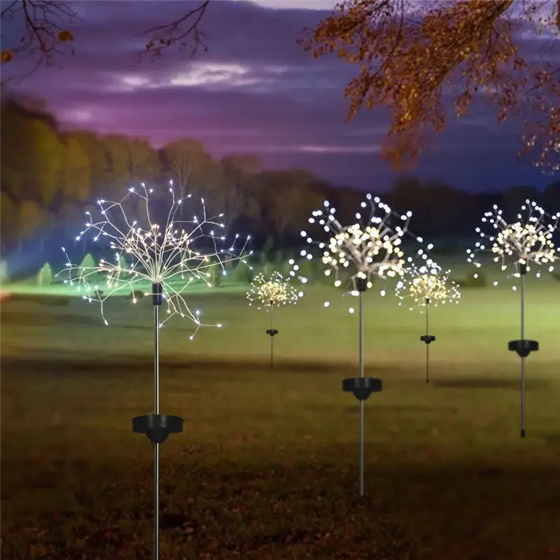 Solar 120 LEDs Fireworks String Light Fairy Waterproof Lamp for Lawn, Garden, Wedding, Holiday Party Decor.