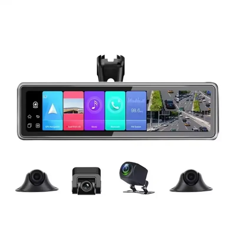 4G 4 Channel Android 9.0 WiFi HD GPS Navigation 360 Degree Car Camera System Dash Cam With Touch Screen In Rearview Mirror