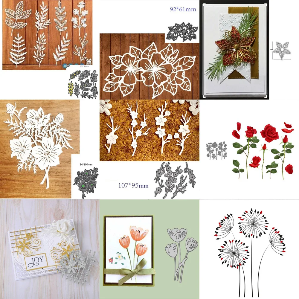 Rosen Blume Blätter Metall Stanzformen Scrapbooking Metall Handwerk Cut Sterben Form Vorlagen Fotoalbum Karte machen Präge Schablone