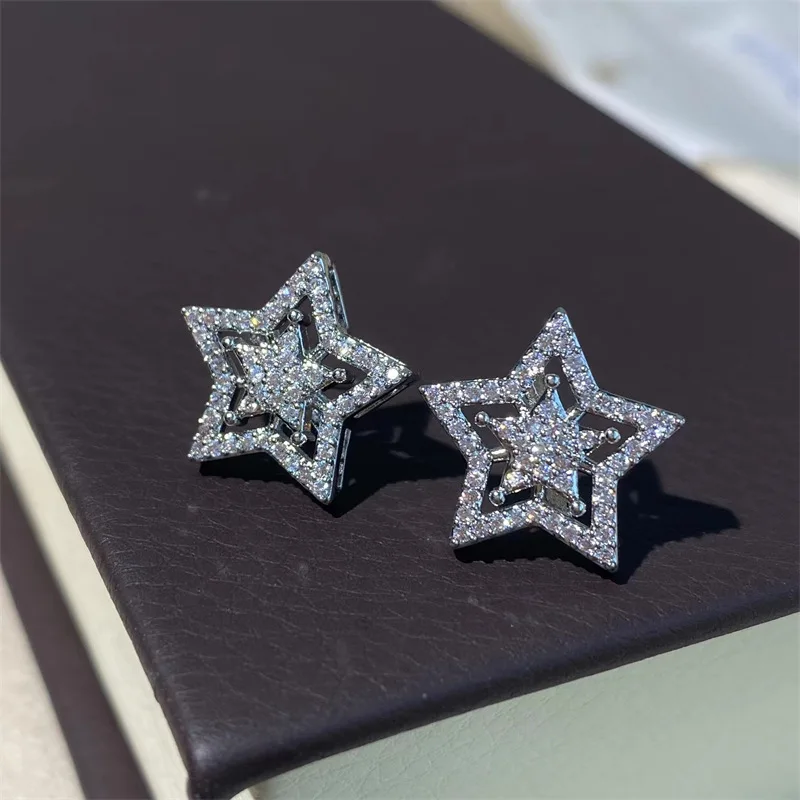 

Choucong Brand Stud Earrings Luxury Jewelry 925 Sterling Silver White Pave Zircon CZ Diamond Party Star Women Earring Gift