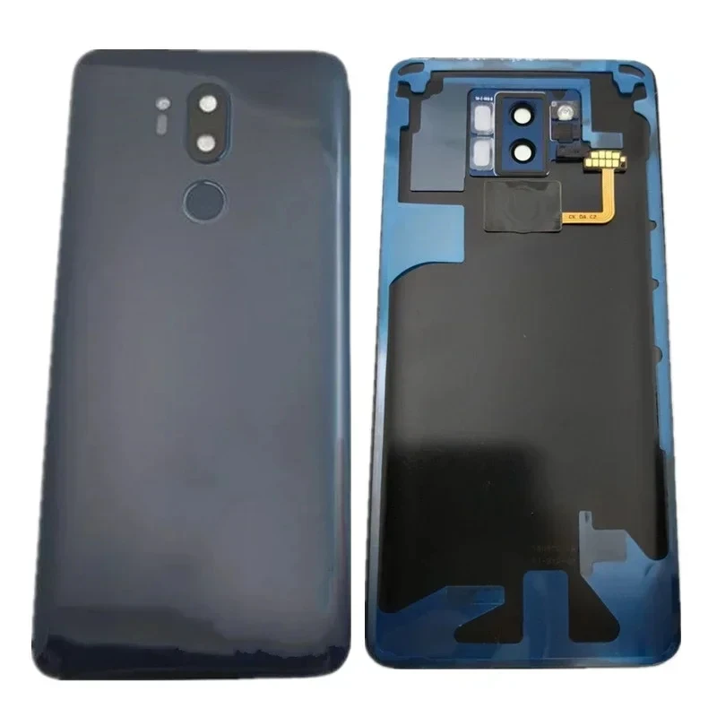 Glass Back Battery Cover Door Panel Housing Case with Camera Lens+Fingerprint Button Replacement for LG G7 ThinQ G710EM