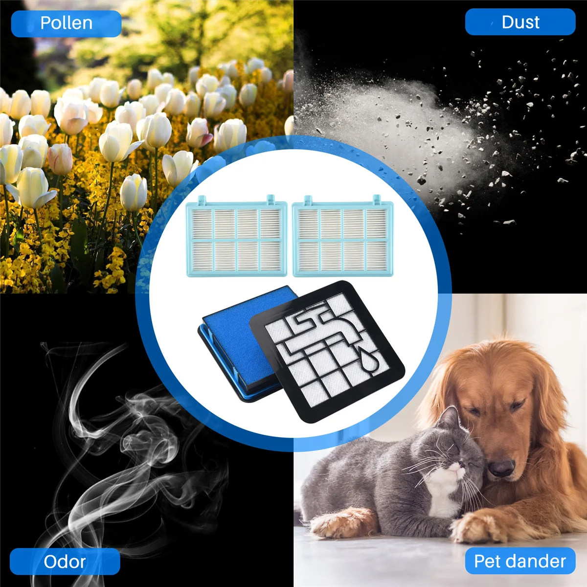 A65I 2er-Pack Filterset für Philips PowerPro Compact FC9331 FC9332 FC8010 Staubsauger