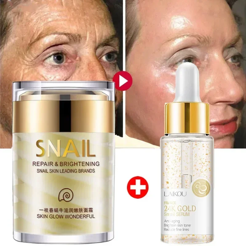 

Snail Collagen Face Cream Whitening Moisture Facial Firming Serum Eye Bags Korean Skin Care Product