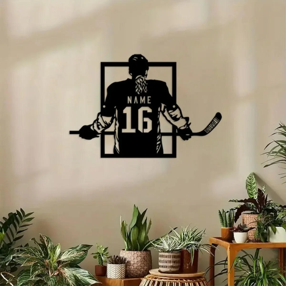 لافتة هوكي معدنية مخصصة - مخصصة مع الاسم والرقم، فن جداري مثالي لغرف نوم الأولاد، هدية رائعة.