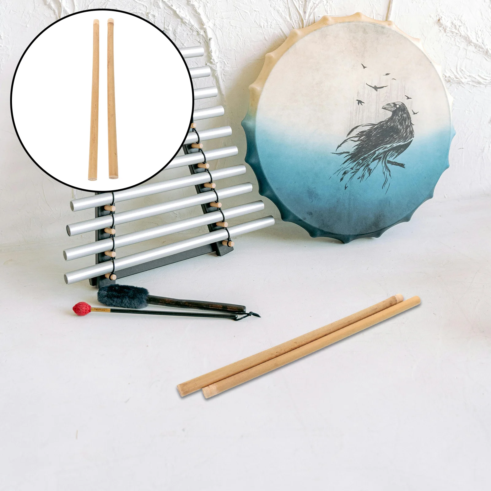 

1Pair Non-Slip Bamboo Drumsticks Professional Percussion Sticks for Snare Bass Marching Folk Music Instruments