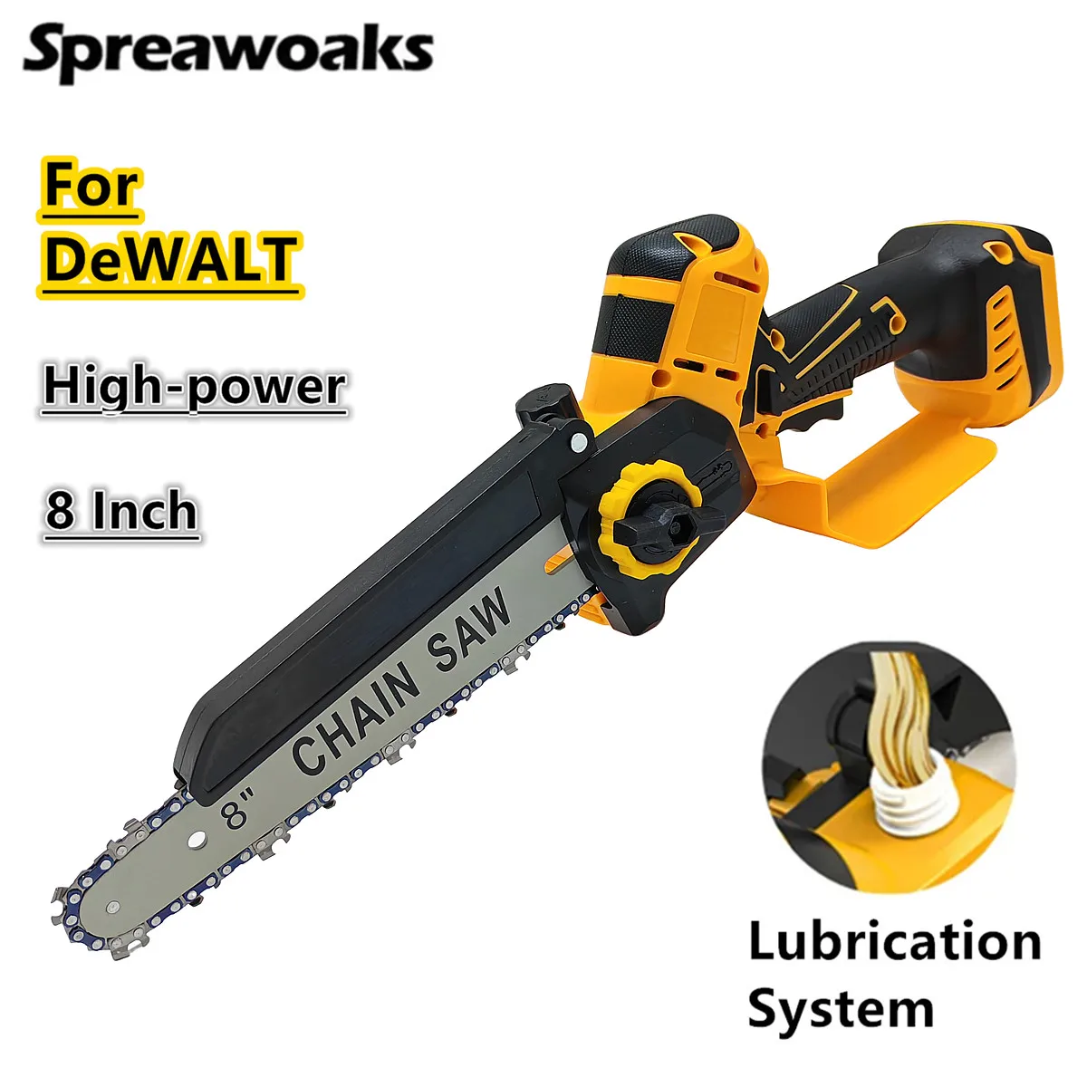 

Brushless 8 Inch Chainsaw Lubrication System High-power Electric Chain Saw Safety Hand Guard Power Tools For DeWALT 20V Battery