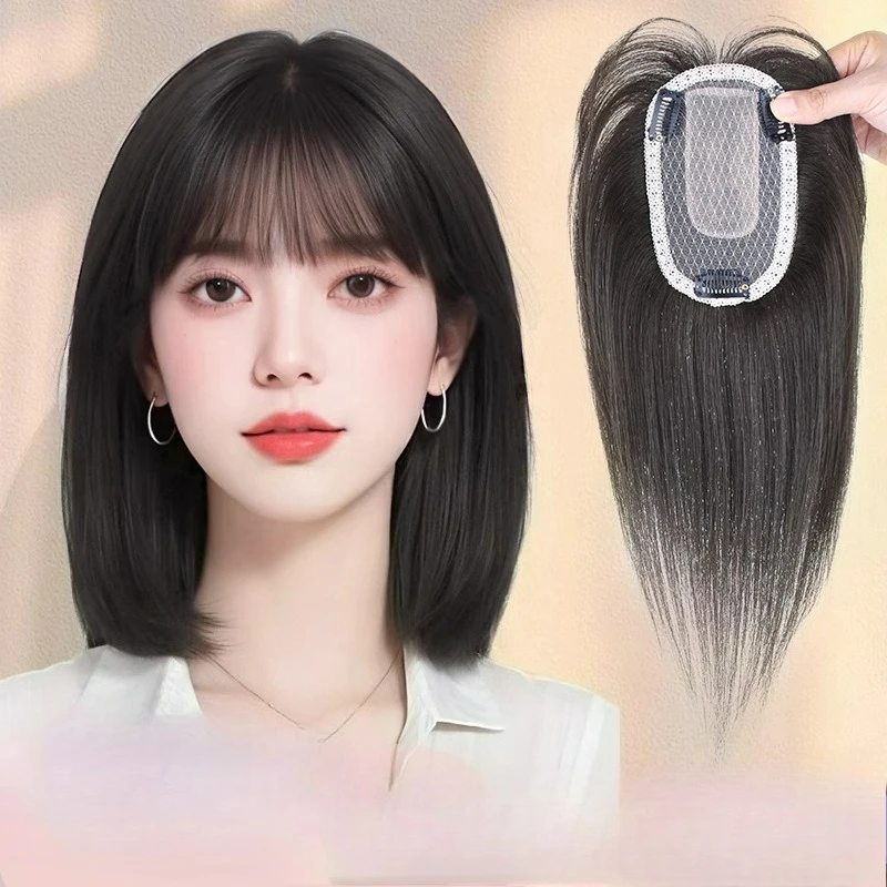 

Size 8X12cm Remy Human Hair Hairpiece Lightweight And Breathable Women Toppers For Ladies Hair Volume Increase Cover Gray Hair