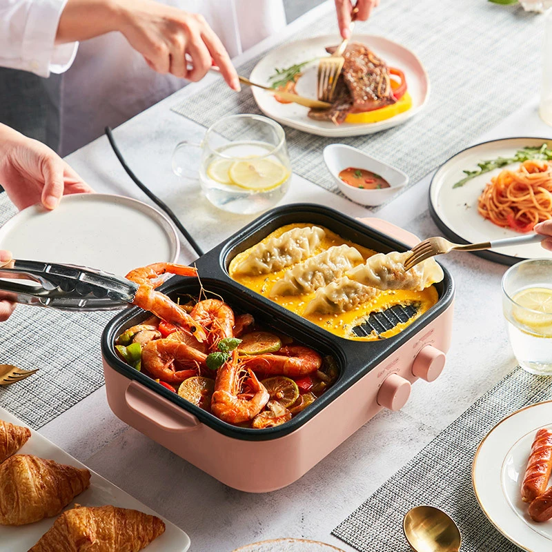 DKL-C12D1 多機能調理鍋 1200 ワット鍋しゃぶしゃぶ一体型鍋家庭用電気グリルバーベキューグリル