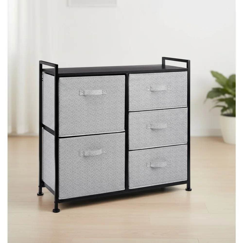 

Тканевый шкаф-органайзер с 5 ящиками, черный — универсальный комод для спальни для одежды и аксессуаров