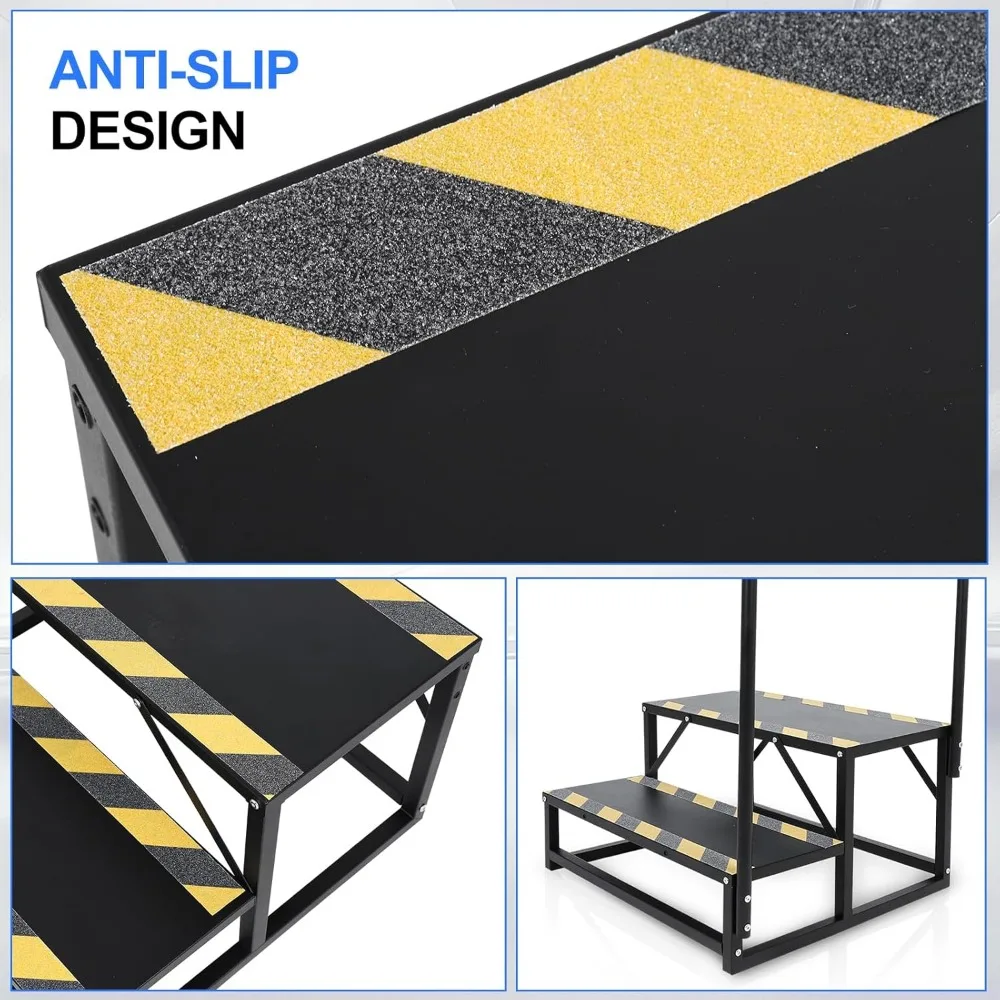 escada de mergulho marítima de 3 degraus 40" em aço inoxidável com poste central
