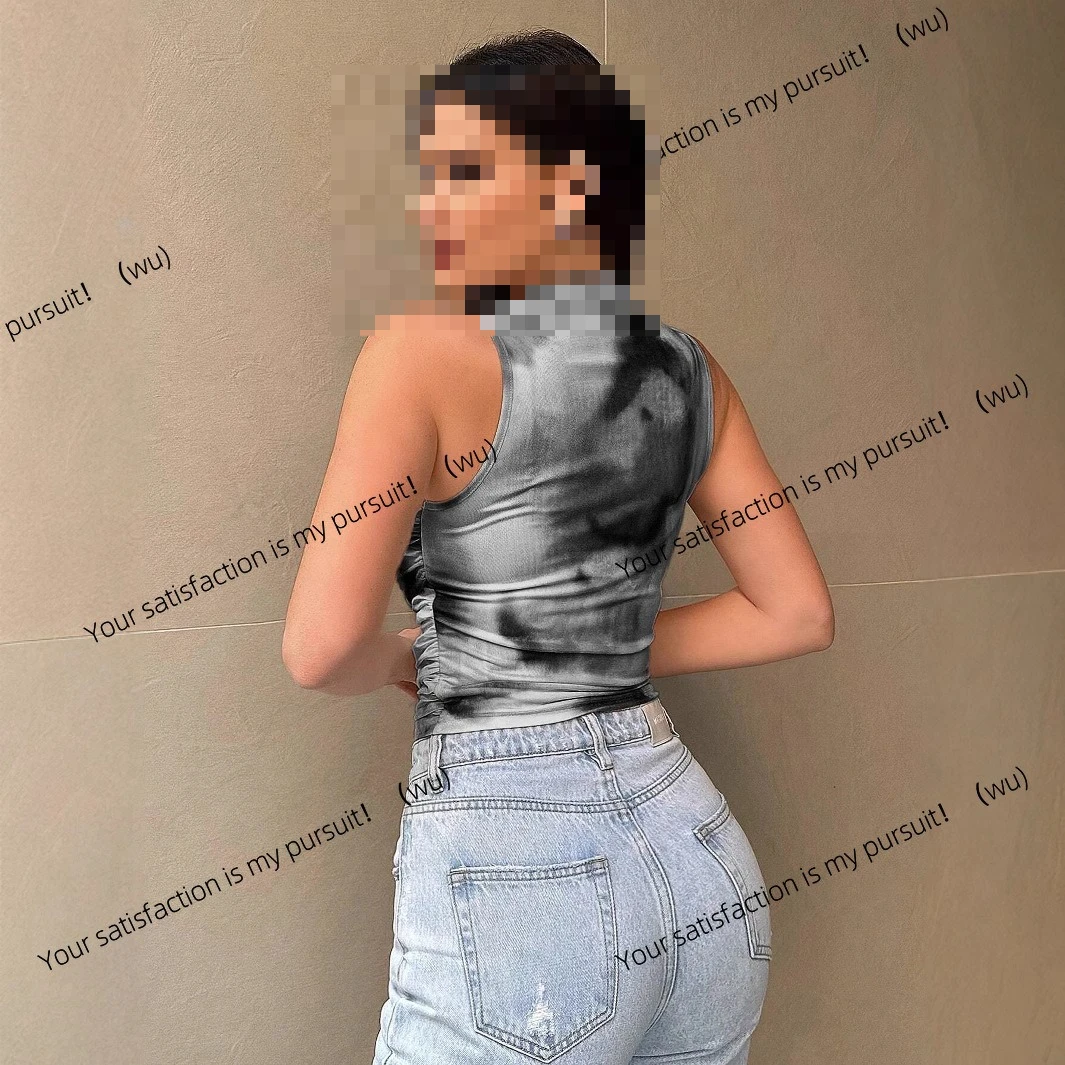 

Прохладный сетчатый жилет с принтом в уличном стиле, хит продаж, популярная женская одежда в Европе, Америке и Южной Восточной Азии